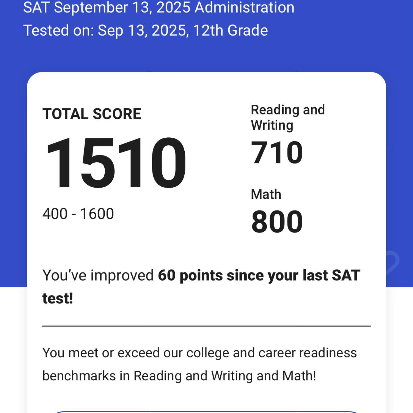 SAT Result Sep 13 2025 - 2