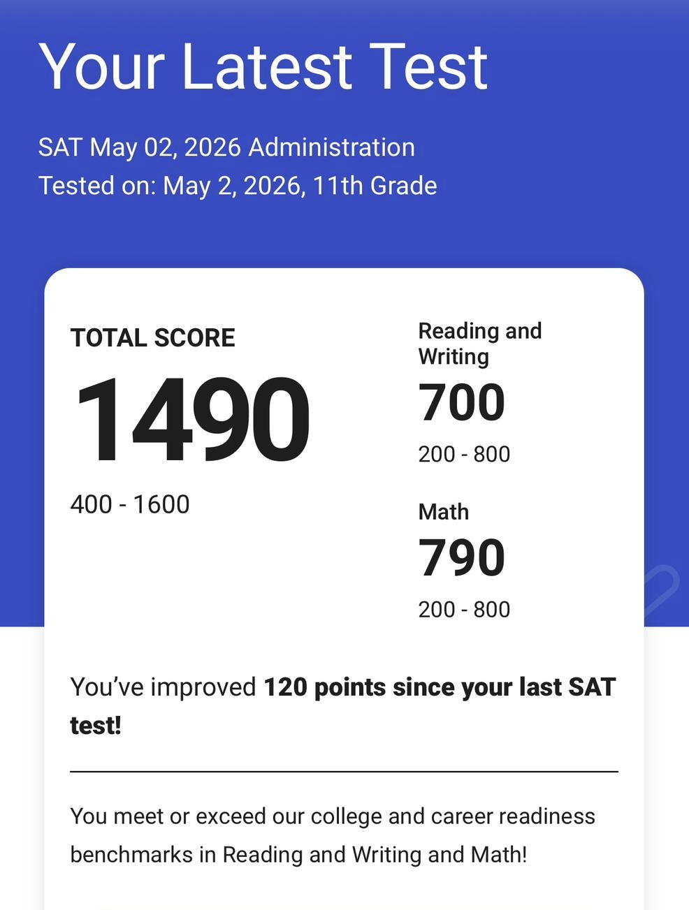 SAT Result May 2 2026 - 1